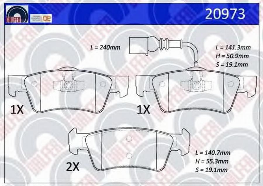 Galfer 20973 - Гальмівні колодки, дискові гальма autocars.com.ua