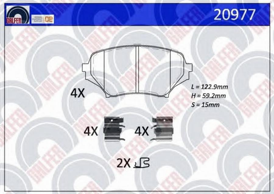 Galfer 20977 - Тормозные колодки, дисковые, комплект avtokuzovplus.com.ua