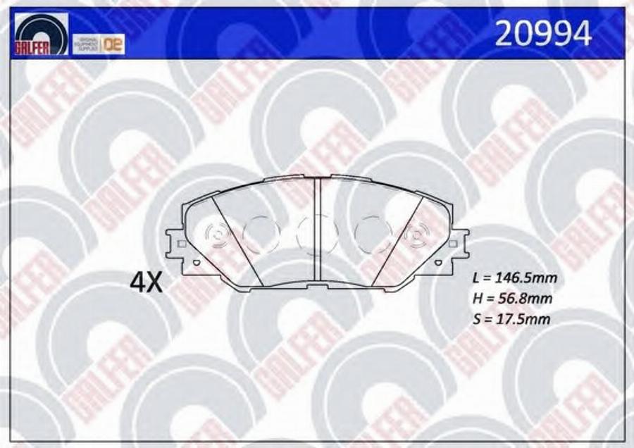 Galfer 20994 - Гальмівні колодки, дискові гальма autocars.com.ua