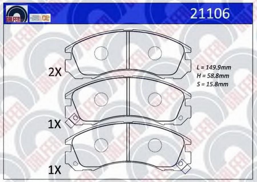 Galfer 21106 - Гальмівні колодки, дискові гальма autocars.com.ua