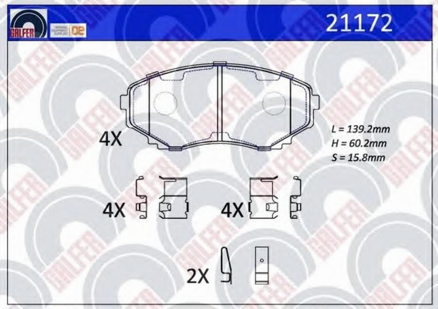 Galfer 21172 - Тормозные колодки, дисковые, комплект avtokuzovplus.com.ua