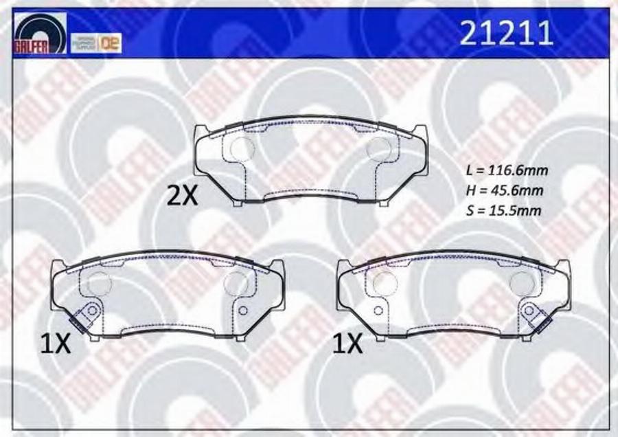 Galfer 21211 - Гальмівні колодки, дискові гальма autocars.com.ua