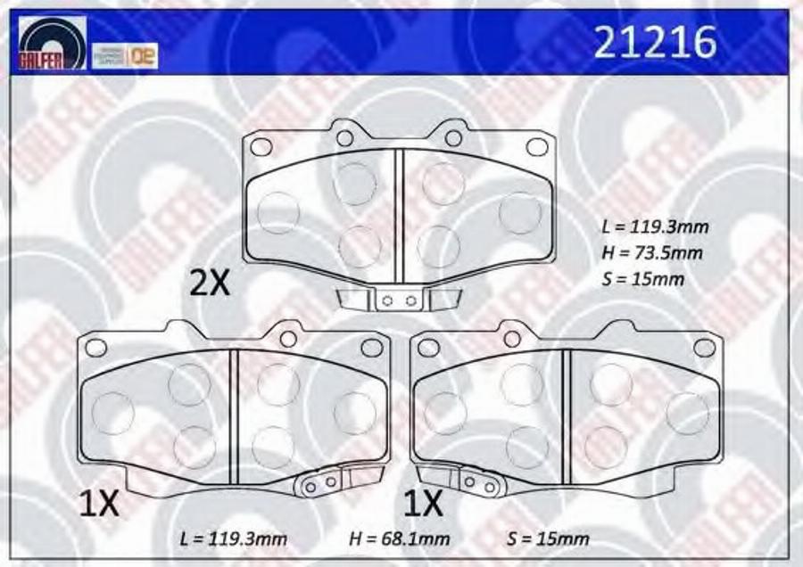 Galfer 21216 - Тормозные колодки, дисковые, комплект avtokuzovplus.com.ua