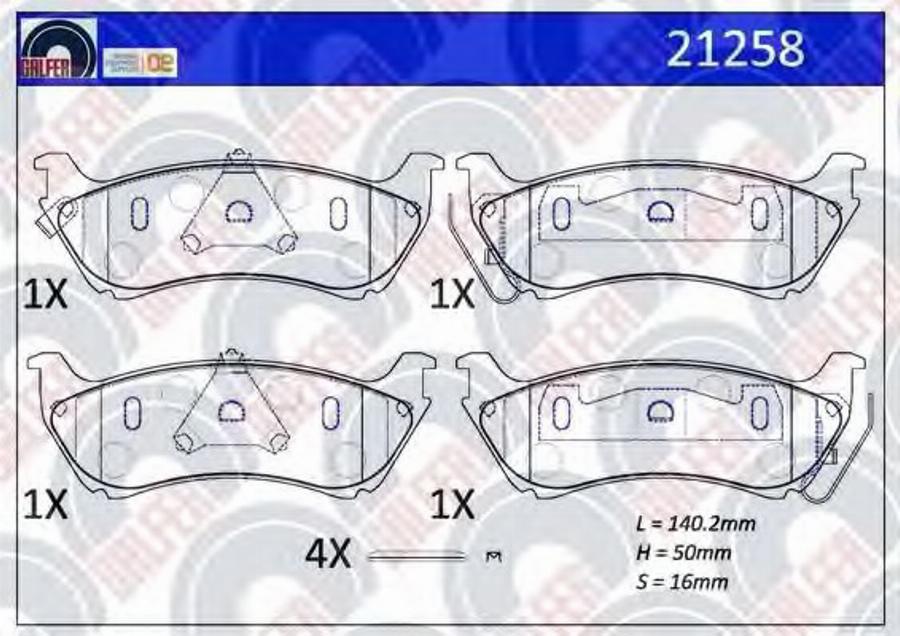 Galfer 21258 - Тормозные колодки, дисковые, комплект avtokuzovplus.com.ua