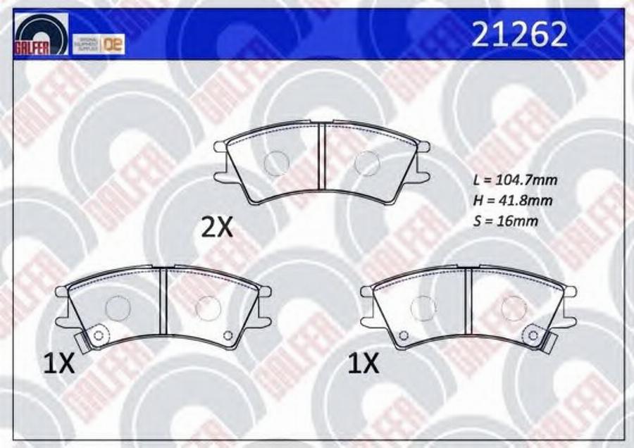 Galfer 21262 - Тормозные колодки, дисковые, комплект avtokuzovplus.com.ua