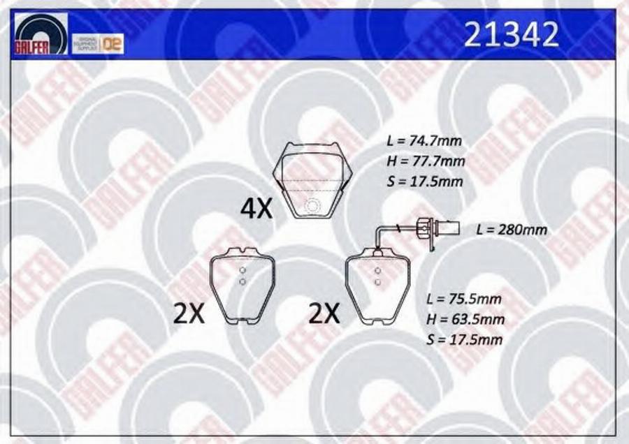 Galfer 21342 - Гальмівні колодки, дискові гальма autocars.com.ua