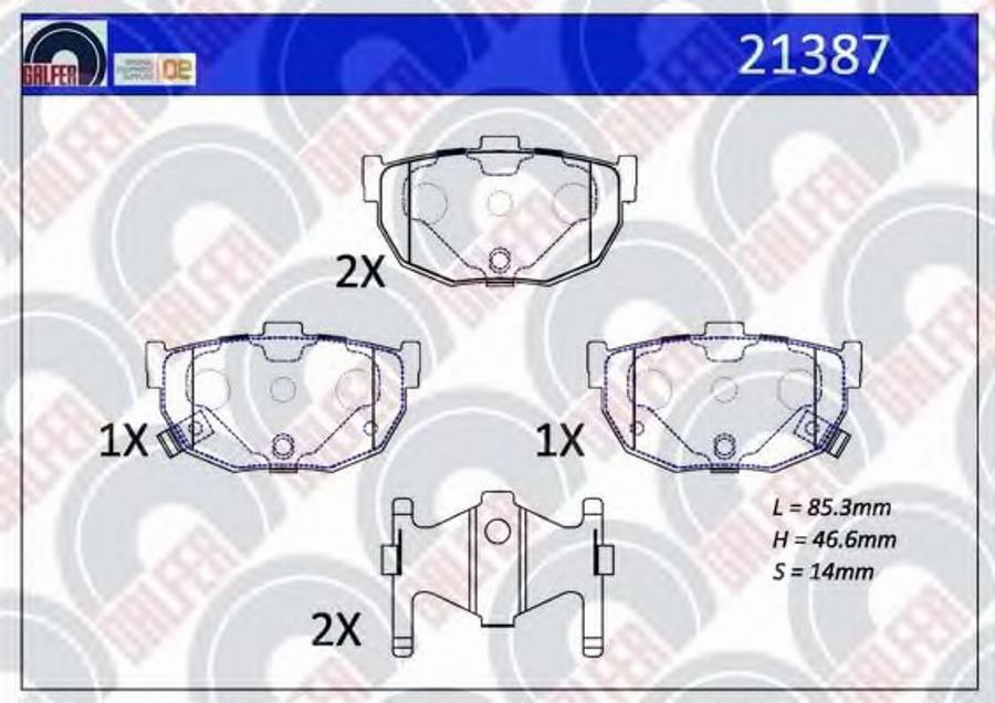 Galfer 21387 - Тормозные колодки, дисковые, комплект avtokuzovplus.com.ua