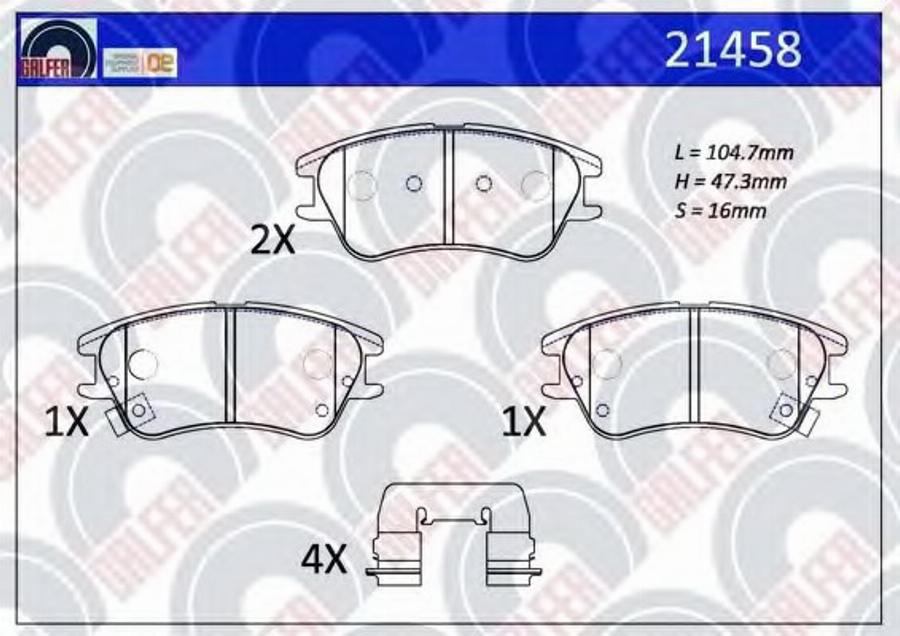 Galfer 21458 - Тормозные колодки, дисковые, комплект avtokuzovplus.com.ua