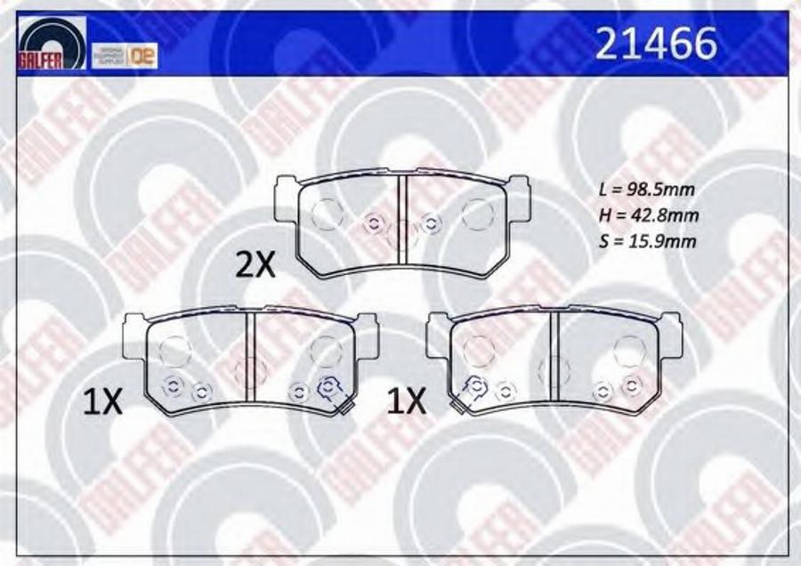 Galfer 21466 - Тормозные колодки, дисковые, комплект avtokuzovplus.com.ua