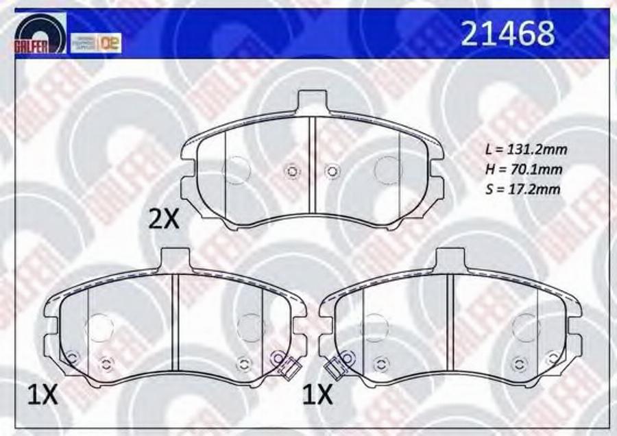 Galfer 21468 - Тормозные колодки, дисковые, комплект avtokuzovplus.com.ua