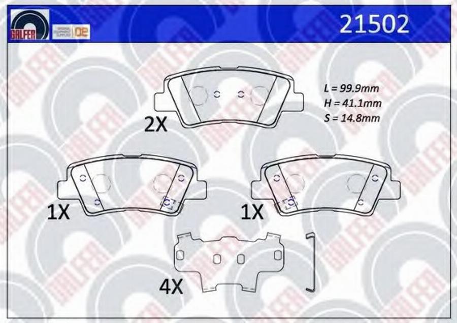 Galfer 21502 - Гальмівні колодки, дискові гальма autocars.com.ua