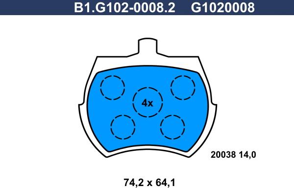 Galfer B1.G102-0008.2 - Гальмівні колодки, дискові гальма autocars.com.ua