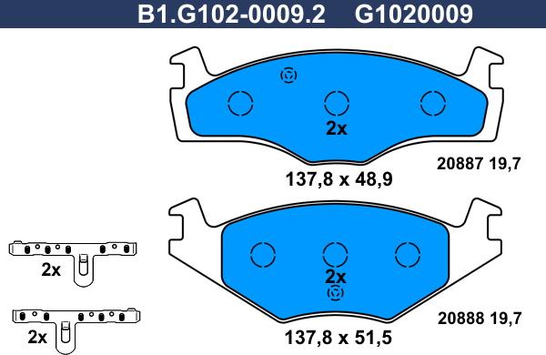 Galfer B1.G102-0009.2 - Тормозные колодки, дисковые, комплект avtokuzovplus.com.ua