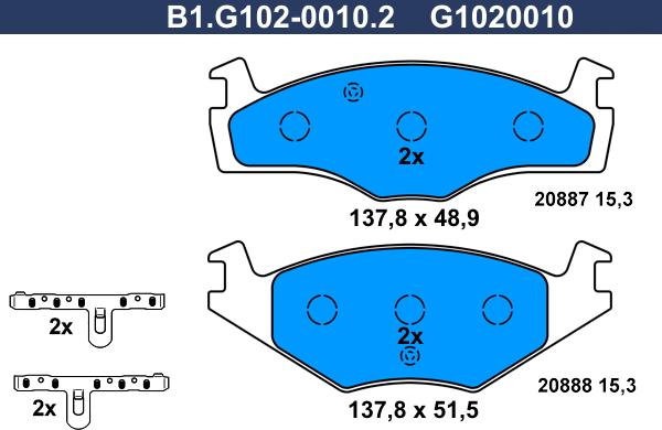 Galfer B1.G102-0010.2 - Гальмівні колодки, дискові гальма autocars.com.ua