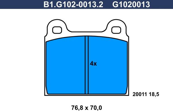 Galfer B1.G102-0013.2 - Гальмівні колодки, дискові гальма autocars.com.ua