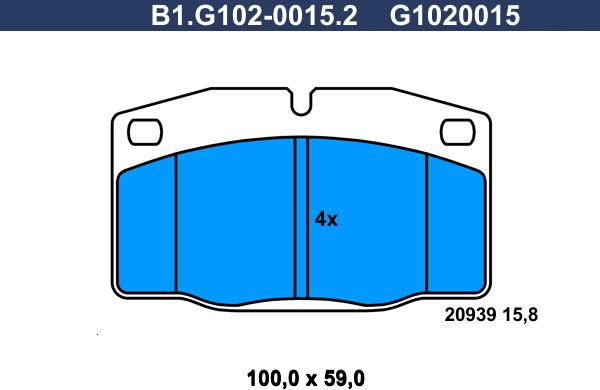 Galfer B1.G102-0015.2 - Тормозные колодки, дисковые, комплект avtokuzovplus.com.ua