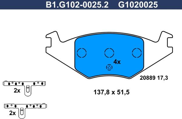 Galfer B1.G102-0025.2 - Гальмівні колодки, дискові гальма autocars.com.ua