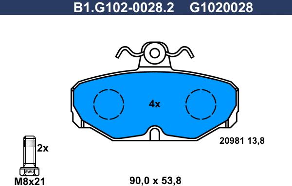Galfer B1.G102-0028.2 - Гальмівні колодки, дискові гальма autocars.com.ua