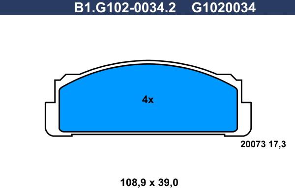 Galfer B1.G102-0034.2 - Тормозные колодки, дисковые, комплект avtokuzovplus.com.ua