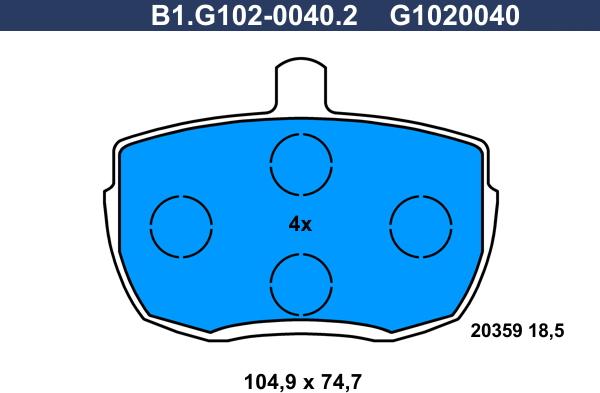 Galfer B1.G102-0040.2 - Гальмівні колодки, дискові гальма autocars.com.ua