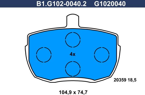 Galfer B1.G102-0040.2 - Тормозные колодки, дисковые, комплект autodnr.net