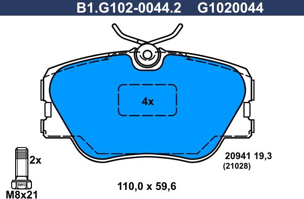 Galfer B1.G102-0044.2 - Тормозные колодки, дисковые, комплект avtokuzovplus.com.ua