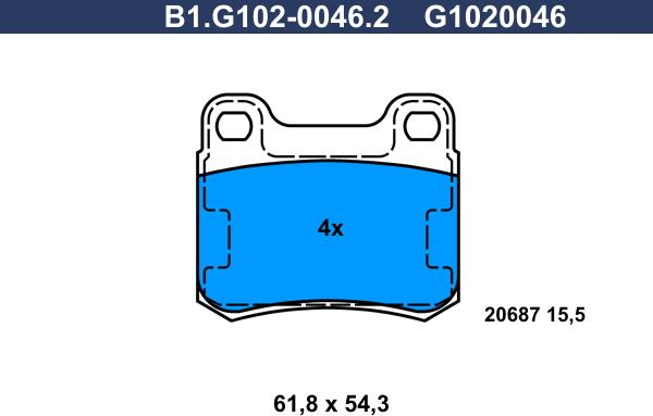 Galfer B1.G102-0046.2 - Гальмівні колодки, дискові гальма autocars.com.ua