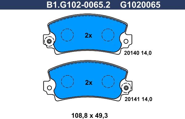 Galfer B1.G102-0065.2 - Тормозные колодки, дисковые, комплект avtokuzovplus.com.ua