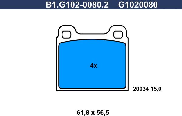 Galfer B1.G102-0080.2 - Тормозные колодки, дисковые, комплект autodnr.net