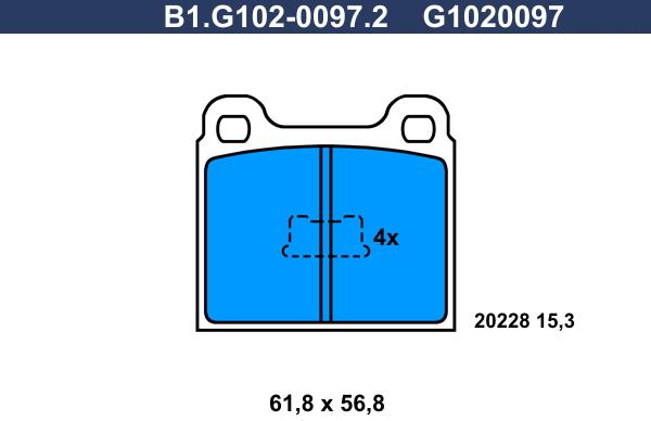 Galfer B1.G102-0097.2 - Тормозные колодки, дисковые, комплект avtokuzovplus.com.ua