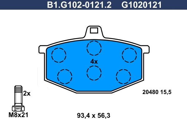 Galfer B1.G102-0121.2 - Гальмівні колодки, дискові гальма autocars.com.ua