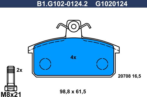 Galfer B1.G102-0124.2 - Тормозные колодки, дисковые, комплект avtokuzovplus.com.ua