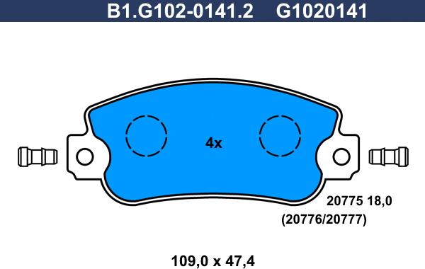 Galfer B1.G102-0141.2 - Гальмівні колодки, дискові гальма autocars.com.ua