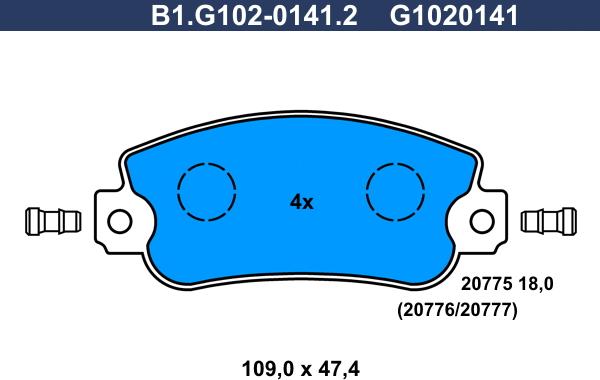 Galfer B1.G102-0141.2 - Тормозные колодки, дисковые, комплект avtokuzovplus.com.ua