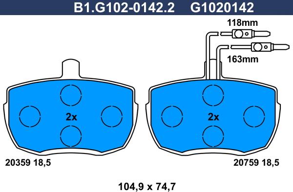 Galfer B1.G102-0142.2 - Гальмівні колодки, дискові гальма autocars.com.ua