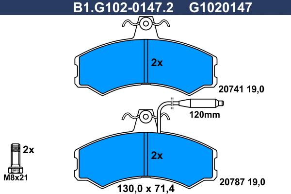 Galfer B1.G102-0147.2 - Тормозные колодки, дисковые, комплект autodnr.net