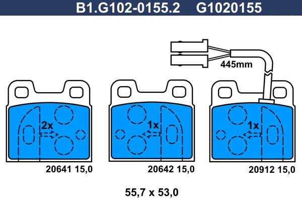 Galfer B1.G102-0155.2 - Гальмівні колодки, дискові гальма autocars.com.ua