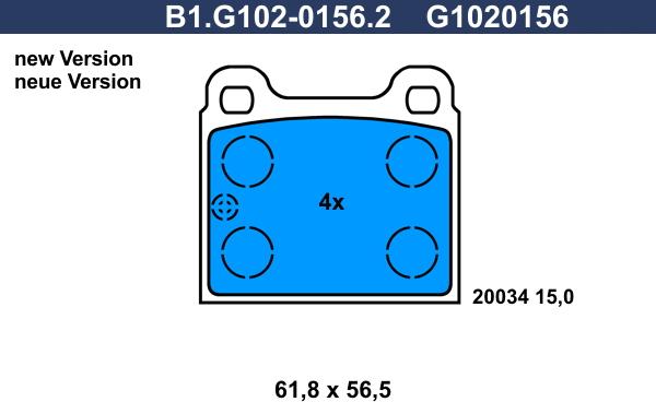 Galfer B1.G102-0156.2 - Гальмівні колодки, дискові гальма autocars.com.ua