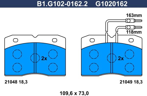 Galfer B1.G102-0162.2 - Гальмівні колодки, дискові гальма autocars.com.ua