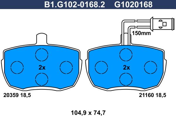 Galfer B1.G102-0168.2 - Тормозные колодки, дисковые, комплект avtokuzovplus.com.ua