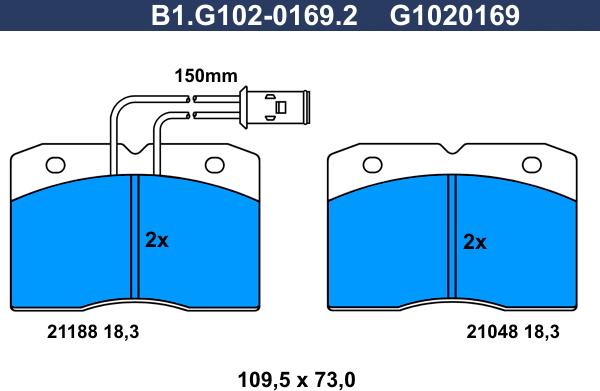 Galfer B1.G102-0169.2 - Гальмівні колодки, дискові гальма autocars.com.ua