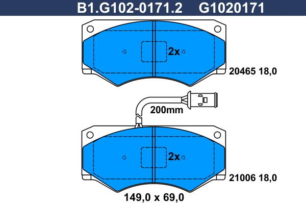 Galfer B1.G102-0171.2 - Гальмівні колодки, дискові гальма autocars.com.ua