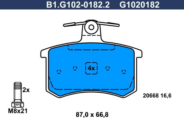 Galfer B1.G102-0182.2 - Гальмівні колодки, дискові гальма autocars.com.ua