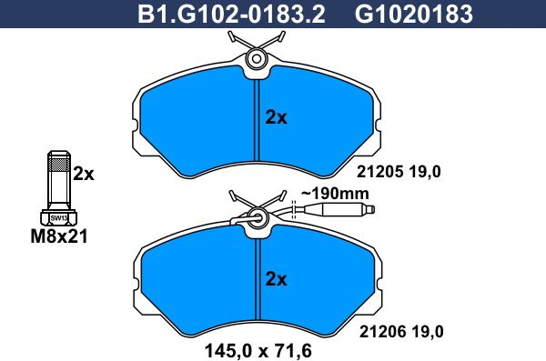 Galfer B1.G102-0183.2 - Тормозные колодки, дисковые, комплект avtokuzovplus.com.ua