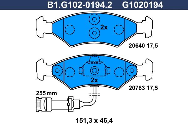 Galfer B1.G102-0194.2 - Гальмівні колодки, дискові гальма autocars.com.ua