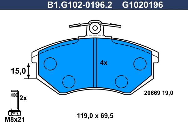 Galfer B1.G102-0196.2 - Тормозные колодки, дисковые, комплект autodnr.net