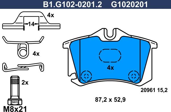Galfer B1.G102-0201.2 - Тормозные колодки, дисковые, комплект autodnr.net