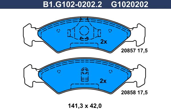 Galfer B1.G102-0202.2 - Тормозные колодки, дисковые, комплект avtokuzovplus.com.ua