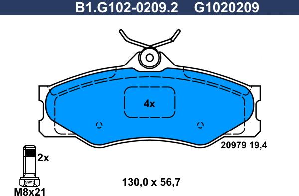 Galfer B1.G102-0209.2 - Гальмівні колодки, дискові гальма autocars.com.ua