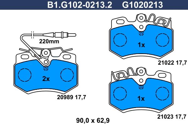 Galfer B1.G102-0213.2 - Гальмівні колодки, дискові гальма autocars.com.ua